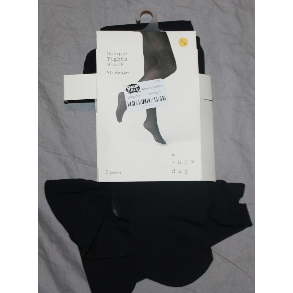 A New Day Women's 50D Opaque Control Top Tights Black Size S/M